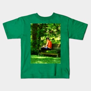 Summer - Girl Reading in Park Kids T-Shirt